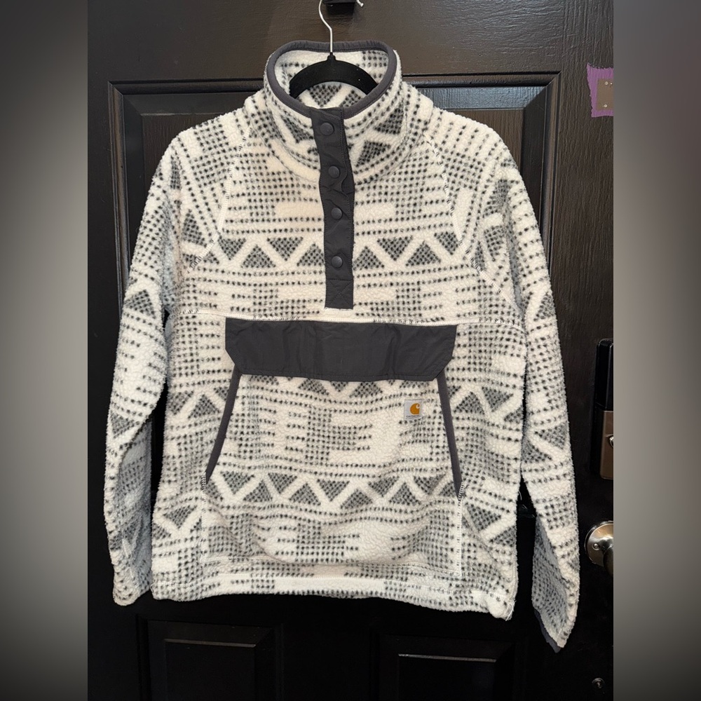 Carhartt Black and White Geometric Fleece Pullover